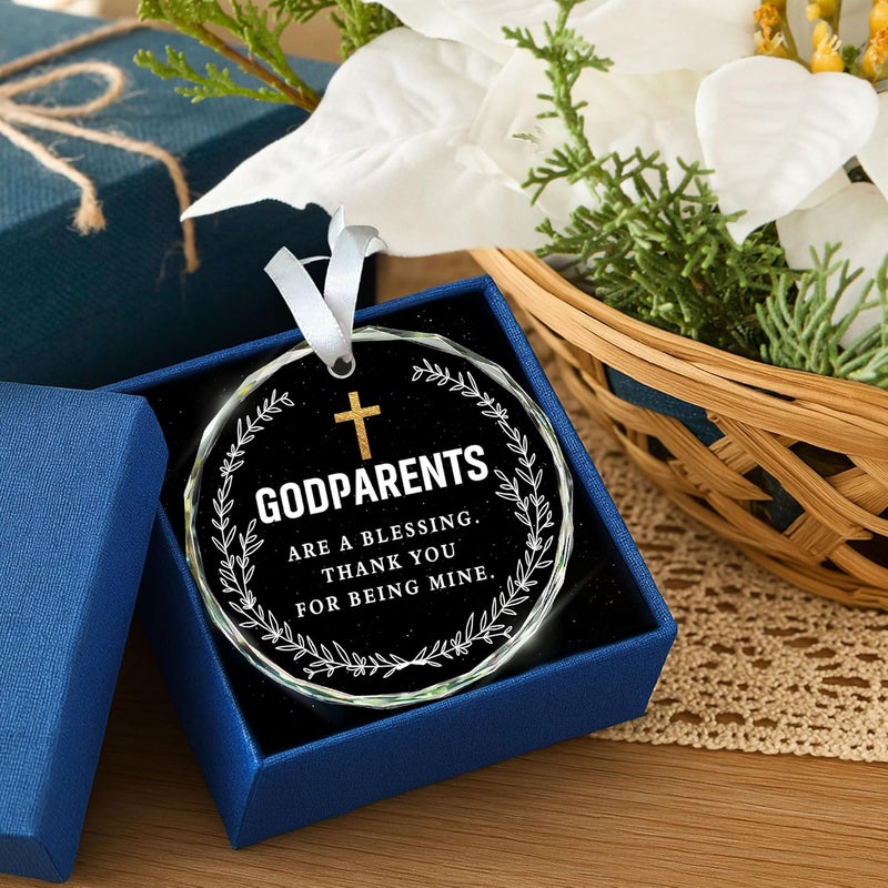 HEXMOZ Godparents Gifts - Godparent Ornament 2025 - Godparent are Blessing, Thank You for Being Mine Present - God Parent Gift Ideas, Gifts for Godparents, Baptism Gift - Glass Ornament for Christmas - Image 4
